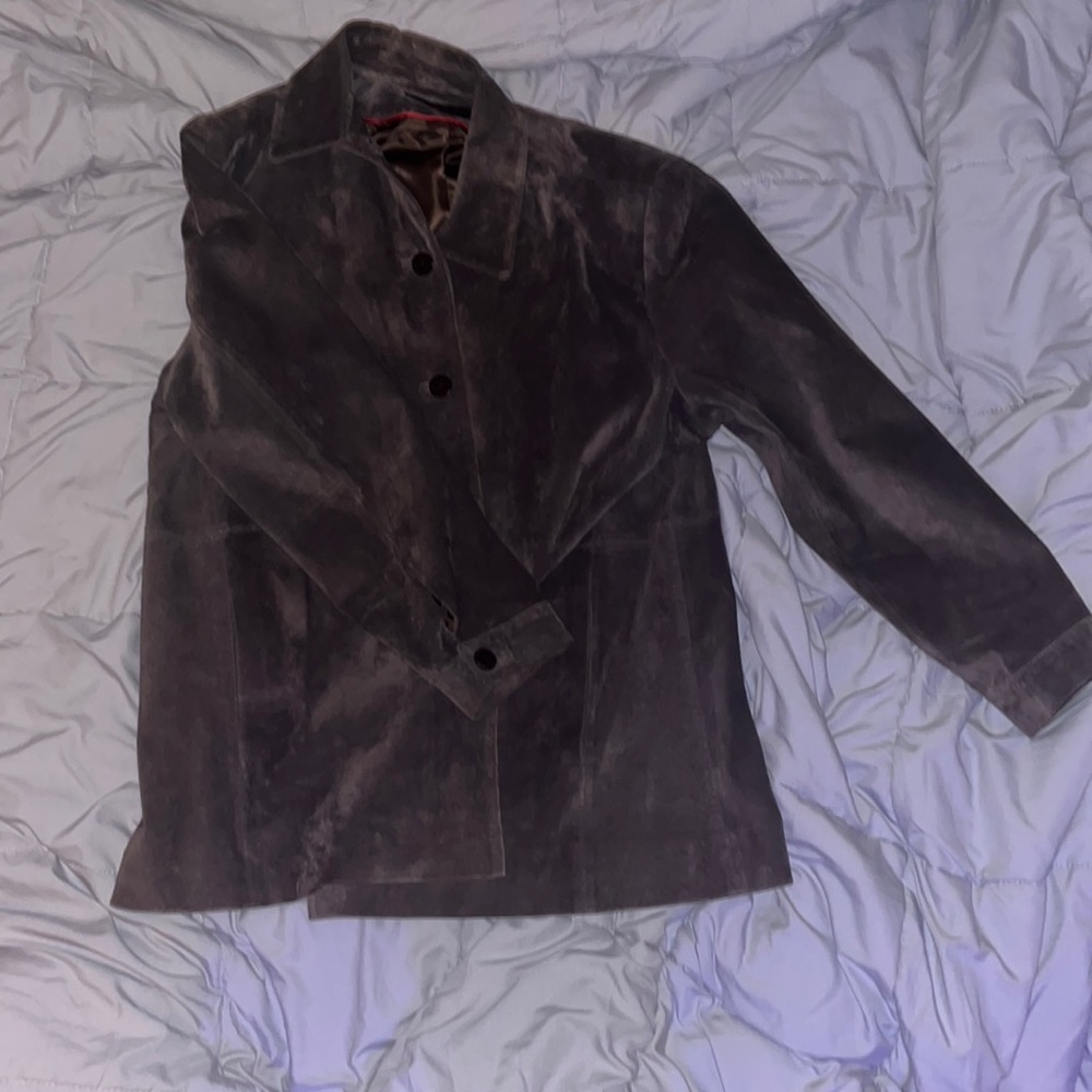 Anne Klein Womens Elegant High Quality Leather Coat